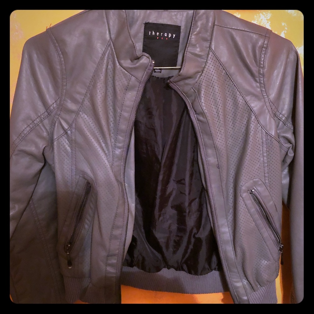 Grey leather jacket
